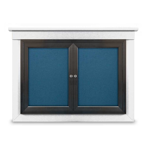 48"x36" 2-Door Enclosed Letterboard, Header, Grey Felt/Lt Oak